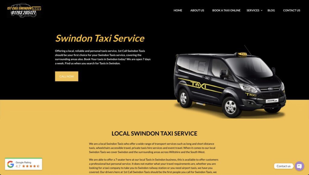 1st Call Swindon Taxis Website